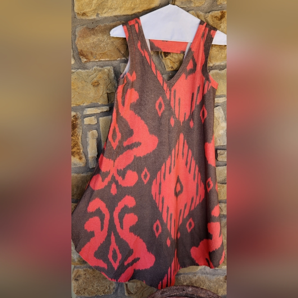 Uncle Frank Coral and Brown Sleeveless Dress